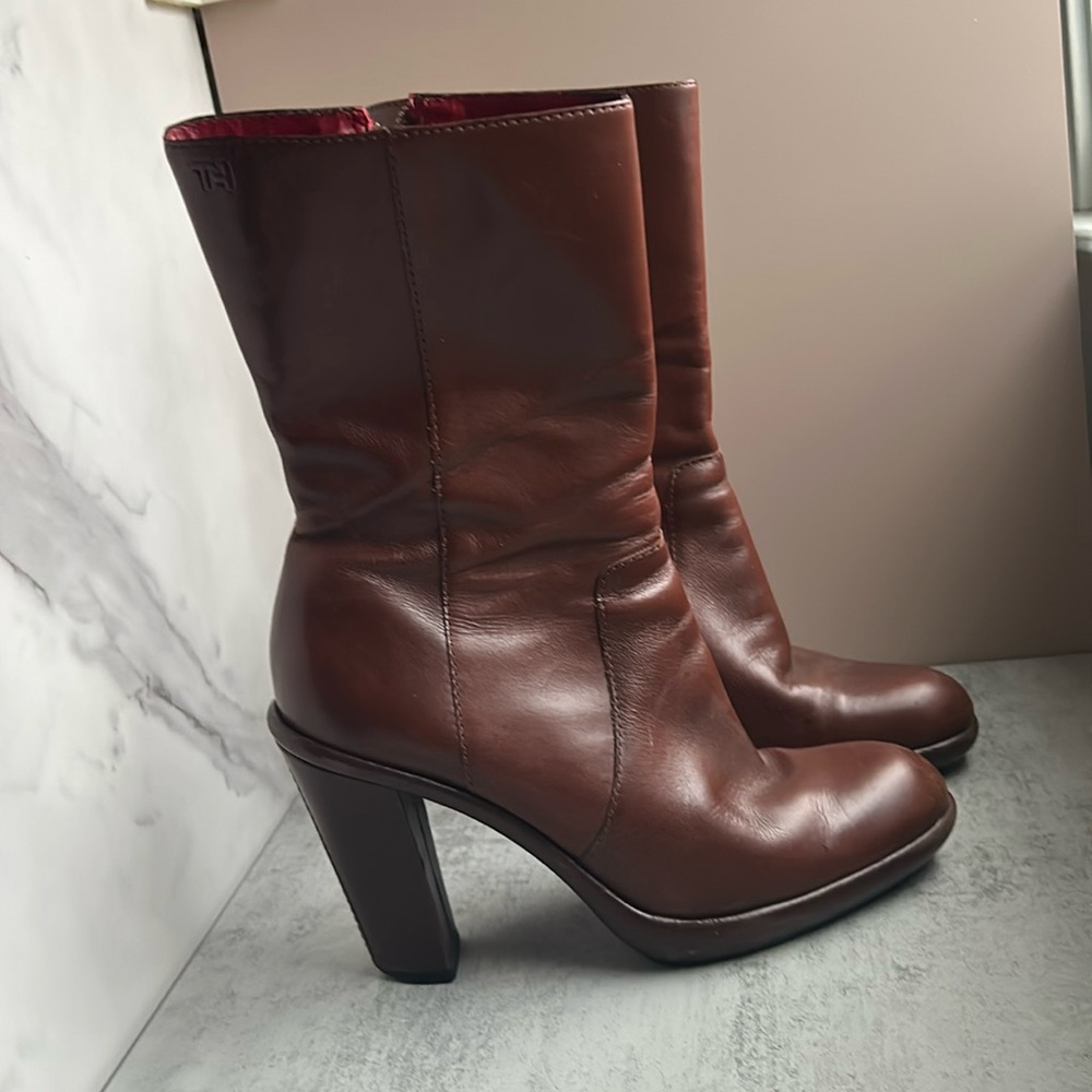 SIZE 8.5 / Mid Calf Heeled Boot / Tommy Hilfiger